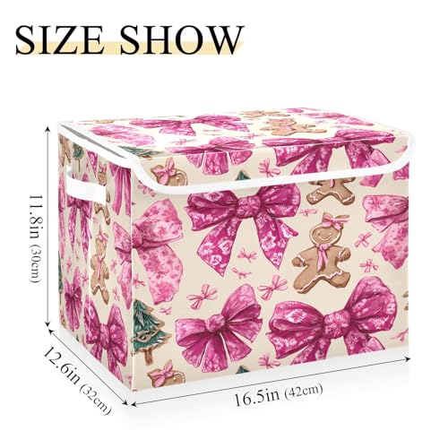 Bolaz Christmas5 Storage Bins with Lids Handles Collapsible Organizers, 12.6x16.5 Inches