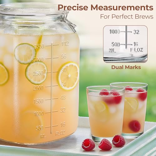 Large Glass Jars with Airtight Lid - 1.1 Gallon, Wide Mouth, 2 Pack