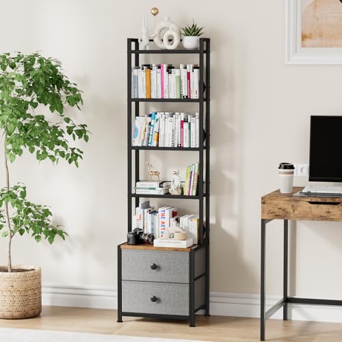 Black CD & DVD Storage Rack with Drawer - 5-Tier Media Organizer
