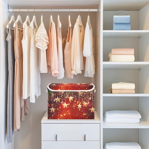 Christmas Storage Bins with Lids and Handles - Collapsible Organizer Basket (Variation Christmas 3)