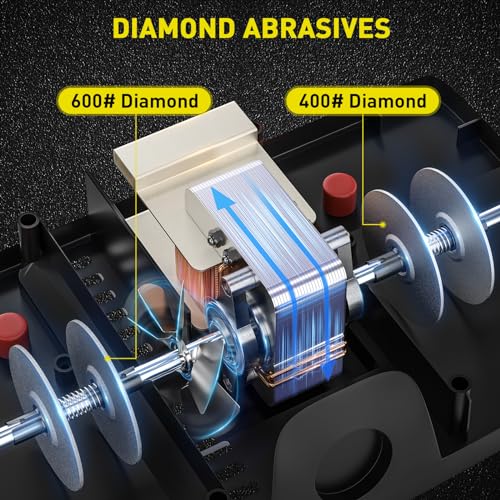 Electric Knife Sharpener 2-Stage with Diamond Abrasives & Precision Guides – Black, Variation of THIS listing