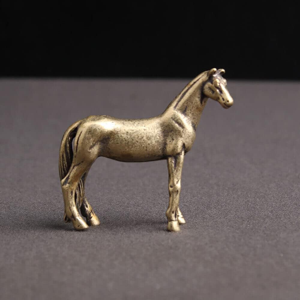 TEAMWILL Brass Horse Figurine - Elegant Small Statue for Home or Office Décor