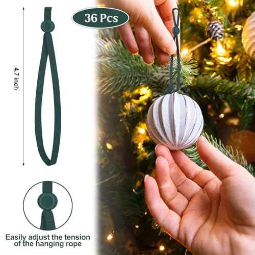 36 Pcs 24 Pcs Christmas Adjustable Ornament Hooks Non Slip Hangers Hooks Tree Ornaments Cord for Christmas Tree Decorations(Green)