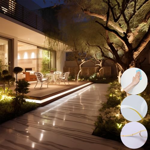 Outdoor Waterproof COB LED Strip Lights 65.6ft with Power Supply - Warm White, IP65