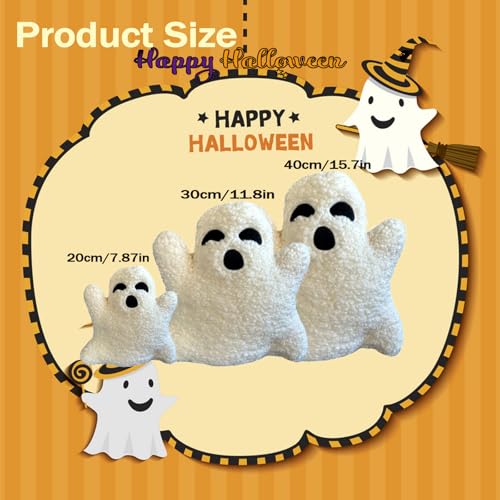 15.7 Inch Halloween Ghost Pillows, Ghost Plush Toy Halloween Decor, Ghost Spooky Pillows, Cute Soft Halloween Party Decoration Pillow, Spooky Home Decorations.