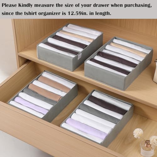 Grey 8-Grid T-Shirt Drawer Organizer for Clothes and Accessories