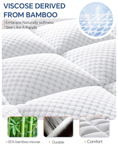 BEDELITE Twin XL Memory Foam Mattress Topper 4 Inch Dual Layer Cooling Bed Accessory White