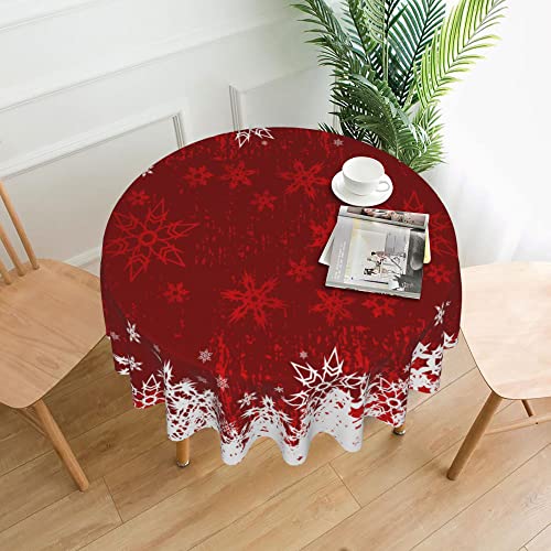 SHAPTOY Red Christmas Round Tablecloth 60 Inch Snowflake Holiday Decor