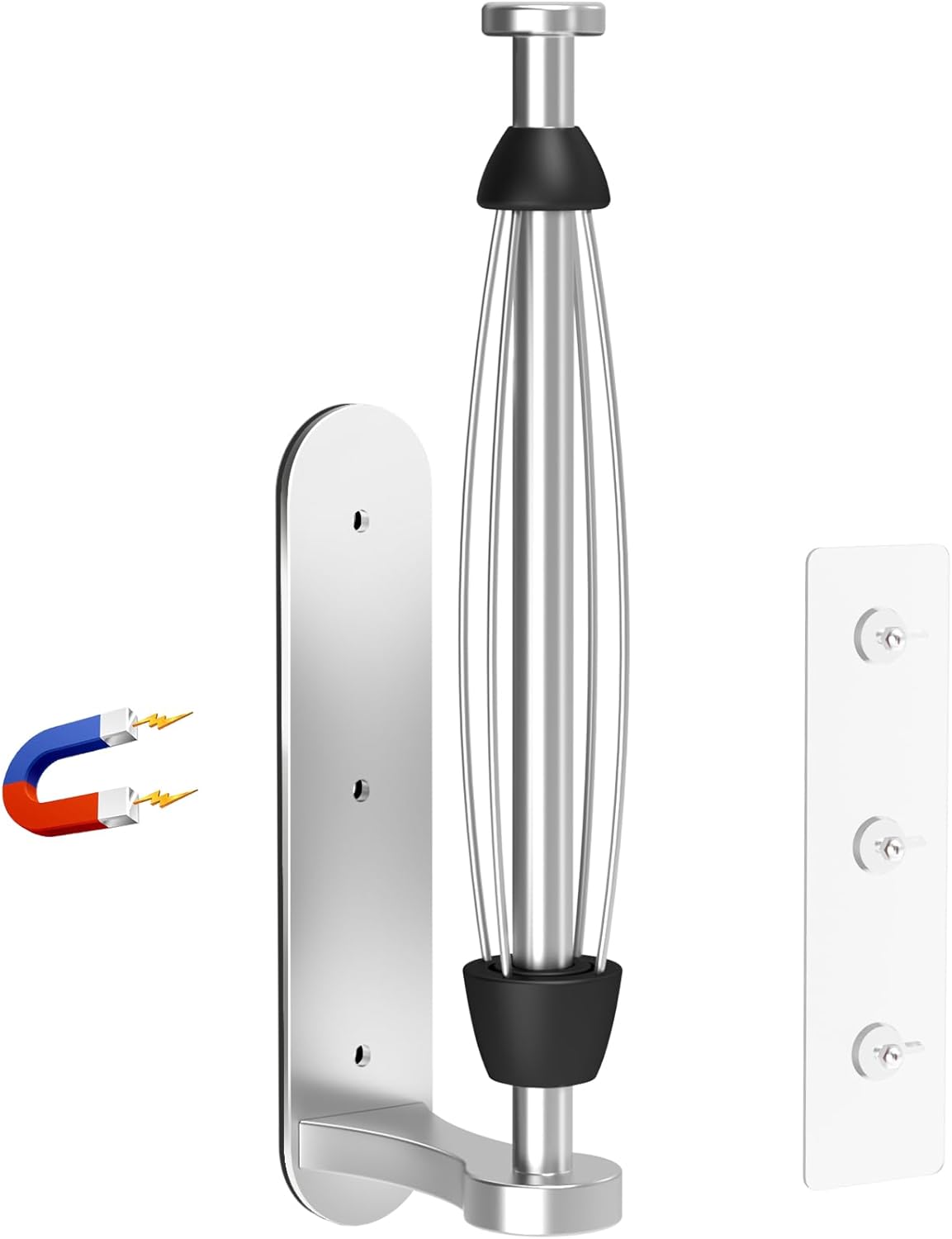 Swaitee Magnetic Paper Towel Holder - No Drill, One-Hand Tear Mechanism, Silver | Self-Adhesive for Kitchen & RV
