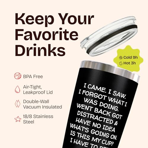 KLUBI 20oz Black Funny Retirement Tumbler - Humorous Birthday Gift for Seniors