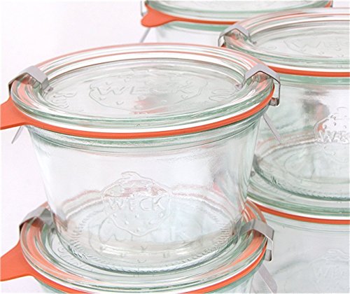 Weck 0.25L Glass Mold Jars with Lids, Rings & Clamps - Food Storage Set