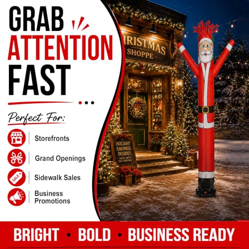GOODENY 10FT Tall Santa Claus Inflatable Tube Man Wacky Wavy Dancing Sign for Outdoor Christmas Decoration - Santa-10FT