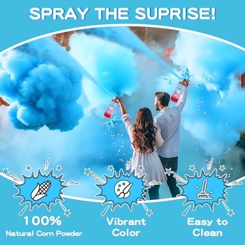 Blue Gender Reveal Fire Extinguisher 2 Pack - Party Decor, Biodegradable & Large Effect