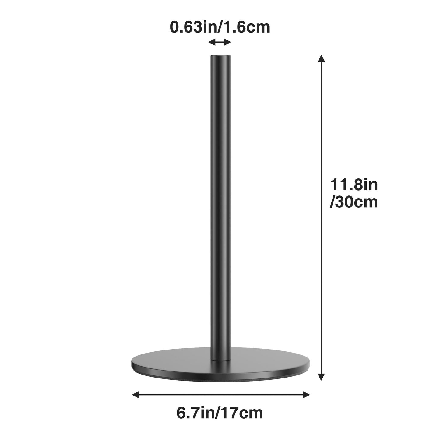 Black Paper Towel Holder Free-Standing, Premium Stainless Steel Paper Rolls Organizer Countertop, Classic Fashion Kitchen Roll Dispenser