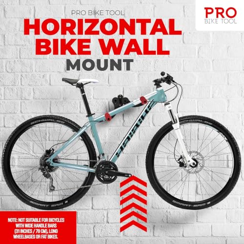 PRO BIKE TOOL Wall Mount Bike Rack - Horizontal Garage Storage, Red, Pack of 1