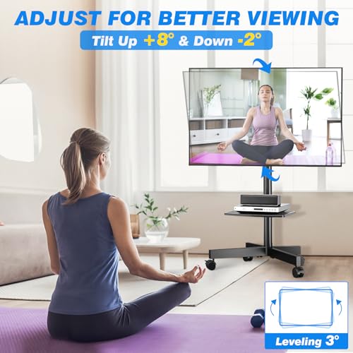 Rfiver Rolling TV Stand with Shelf for 23-65 inch TVs up to 88lbs
