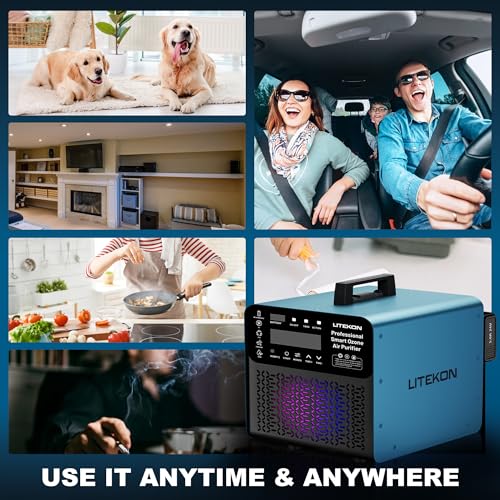 Cordless Ozone Generator with Dual 5000mAh Batteries & Remote, Large Space Odor Remover