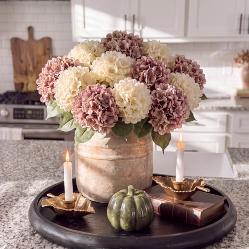 Artificial Hydrangea Flowers 12 Pack for Christmas Wreaths & Home Decor