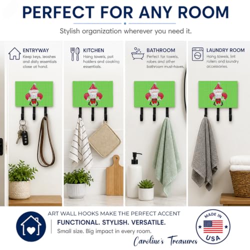 Caroline's Treasures 8500TH68 Christmas Fleur de Lis Santa Leash or Key Holder – Wall Mount Coat Rack