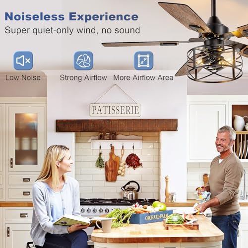 Depuley 42-Inch Farmhouse Ceiling Fan with Lights - Black Walnut Variation 01