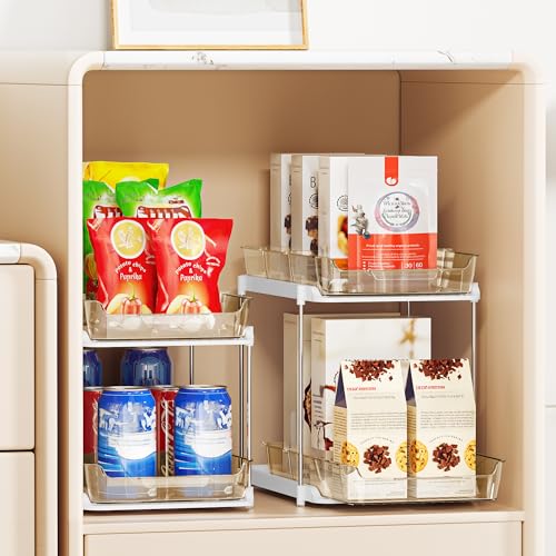 Delamu Amber 4 Pack Multi-Purpose Under Sink & Pantry Organizer with Movable Dividers