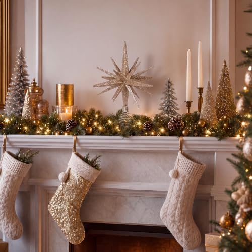 Junkin Champagne Gold Glitter Christmas Tree Topper 10 Inch Starburst