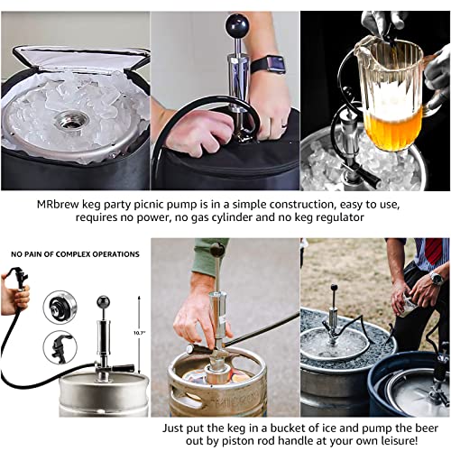 4-Inch Beer Keg Pump Hand Tap for Domestic Draft Kegs - No Power Required