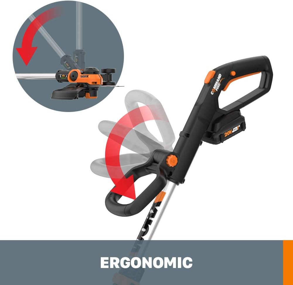 WORX 12'' Cordless String Trimmer & Lawn Edger - Lightweight 20V Weed Wacker with 90° Pivoting Head & 2 Batteries
