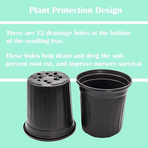 HECTOLIFE 50-Pack Flexible 1 Gallon Flower Nursery Pots - Durable Soft Plastic for Succulents & Seedlings | Black
