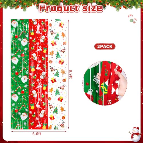 Panelee Christmas Foil Fringe Backdrop 6.6 x 9.9 ft, 2 Pack Holiday Party Decorations