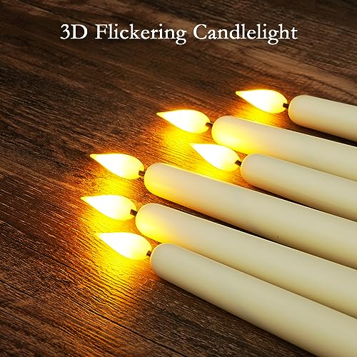 Homemory 48 Pcs Ivory Flameless Taper Candles with Remote Timer Dimmer - 11 Inch Battery Operated Candlesticks for Party Christmas Wedding