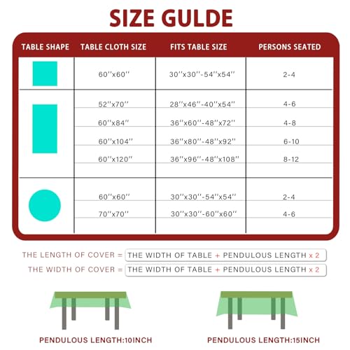 XCHI 70x70 Inch Round Winter Pine Tree Christmas Tablecloth - Washable Home Decor