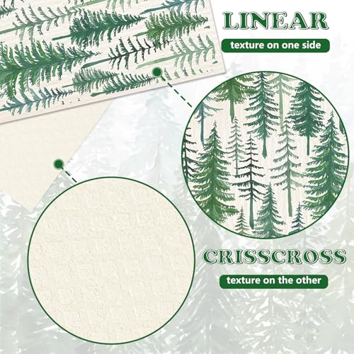 Christmas Watercolor Forest Pine Tree Kitchen Towels - 6 Pack, Reusable Cotton Dishcloths