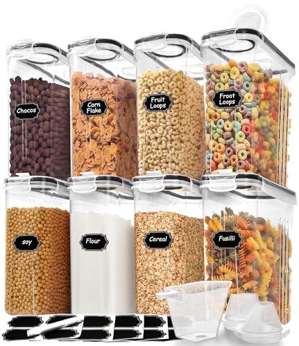8 Pack Large Food Storage Containers BPA Free 4L Pantry Organizer with Spouts & Labels