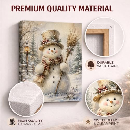 A10 Christmas Snowman Canvas Wall Art - Festive Winter Print by TTBDPB