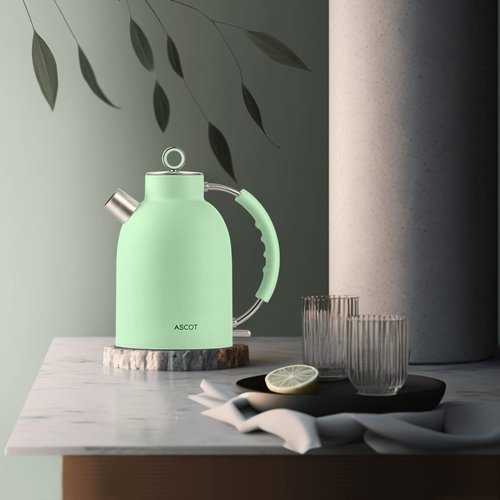 ASCOT Electric Kettle, Stainless Steel Tea Boiler 1.6qt 1500W Retro Tea Heater & Boiling Kettle, Auto Shut-Off and Boil-Dry Protection(Matte Green)