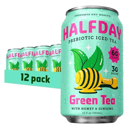 HALFDAY Prebiotic Green Tea with Honey & Ginseng, Supports Digestive