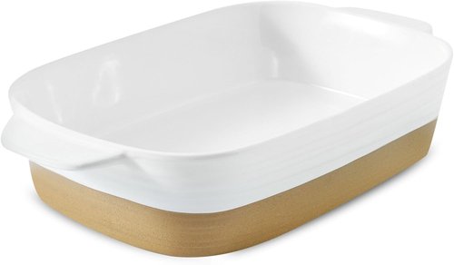 Hasense Ceramic Baking Dish - Non-Stick Lasagna Pan with Handle | 11.8x8.7 Inches, 3.4 Qt, White