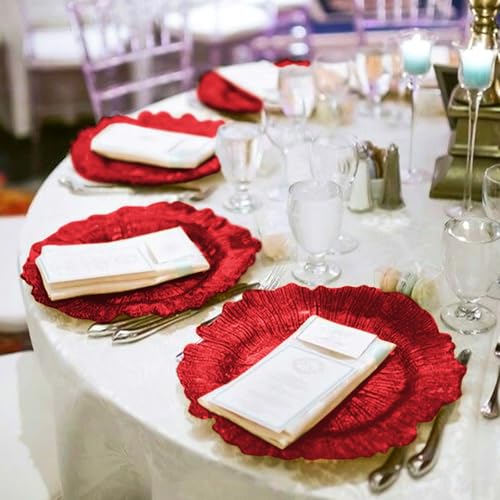 REWOMC 50 Pcs Red Reef Charger Plates 13 Inch Bulk Decorative Dinnerware