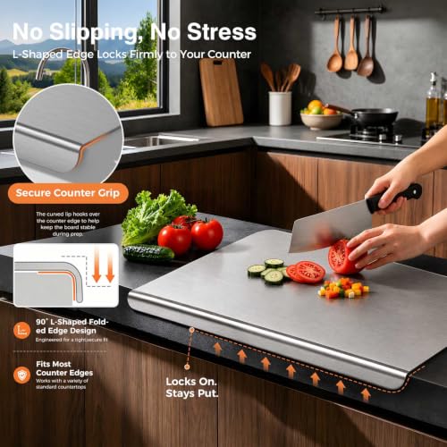 Titanium Cutting Board with Cutting Mat - 24 x 16 Inch Non-Slip Kitchen Chopping Surface