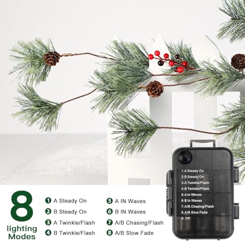 6ft Prelit Smokey Christmas Garland with Timer - Battery-Operated Cedar Pine
