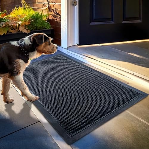 Heavy-Duty Meshy Mat Door Mat with Quick-Dry Technology - Black 17x30