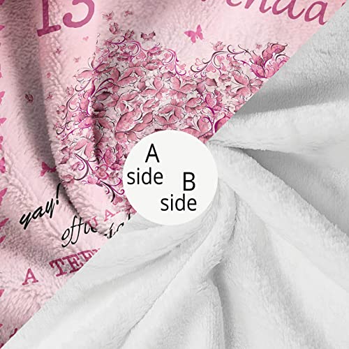 13 Year Old Girl Gifts for Birthday Throw Blanket 50"x40", 13th Birthday Gifts for Girls, Teen Girl Gifts 13 Years Old