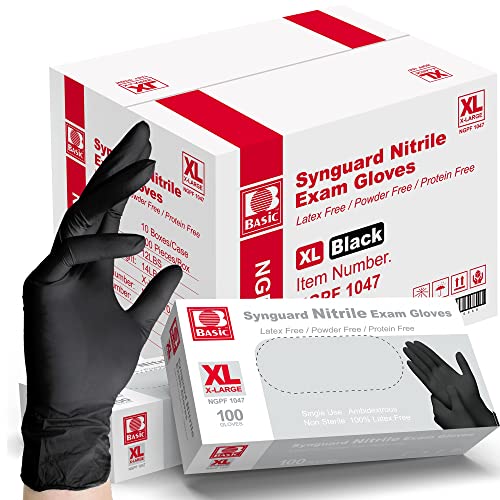 Intco Black Nitrile Exam Gloves 5 Mil XLarge Latex-Free Powder-Free Case of 1000