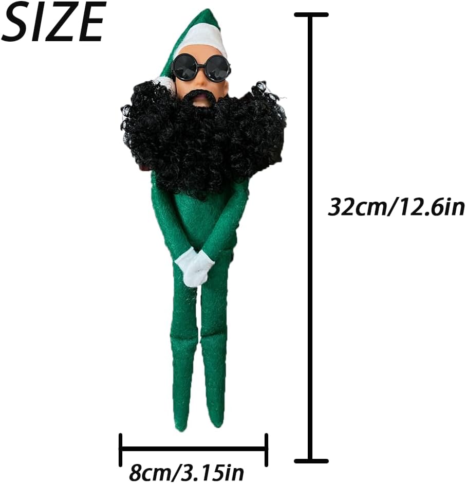 Skiennix Christmas Elf Doll Plush Toy - Funny Handmade Elf with Sunglasses for Holiday Gifts | Green