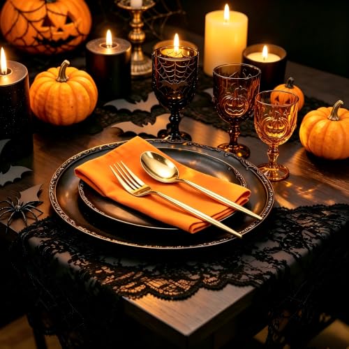 Gold Plastic Forks and Spoons Set - Heavy Duty Disposable Silverware 200 pcs