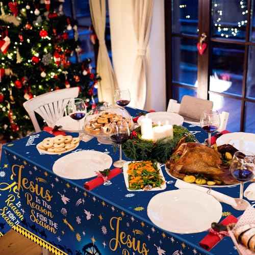 Fancy Land Nativity Tablecloths 3 Pack Christmas Tablecloths 54 x 108 Disposable Table Cover Disposable Tablecloths Religious Christmas Party Decoration