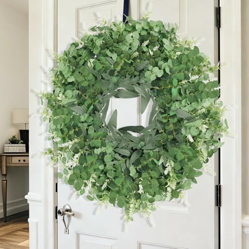 26-Inch Eucalyptus Wreath for Front Door - All-Season Greenery Decor - Spring Summer Winter