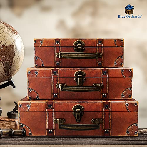 Travel-Themed Paperboard Storage Boxes Set of 3 - Suitcase Style Keepsake Organizers