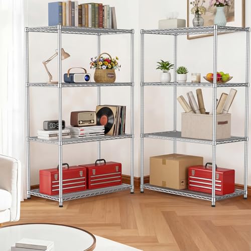 Wnkelo Silver 4-Tier Wire Shelving Unit - Heavy Duty Garage Storage 2200 lbs